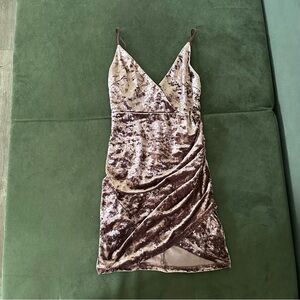 2 for $15 Forever 21 Brown Spaghetti Strap Velvet Mini Dress